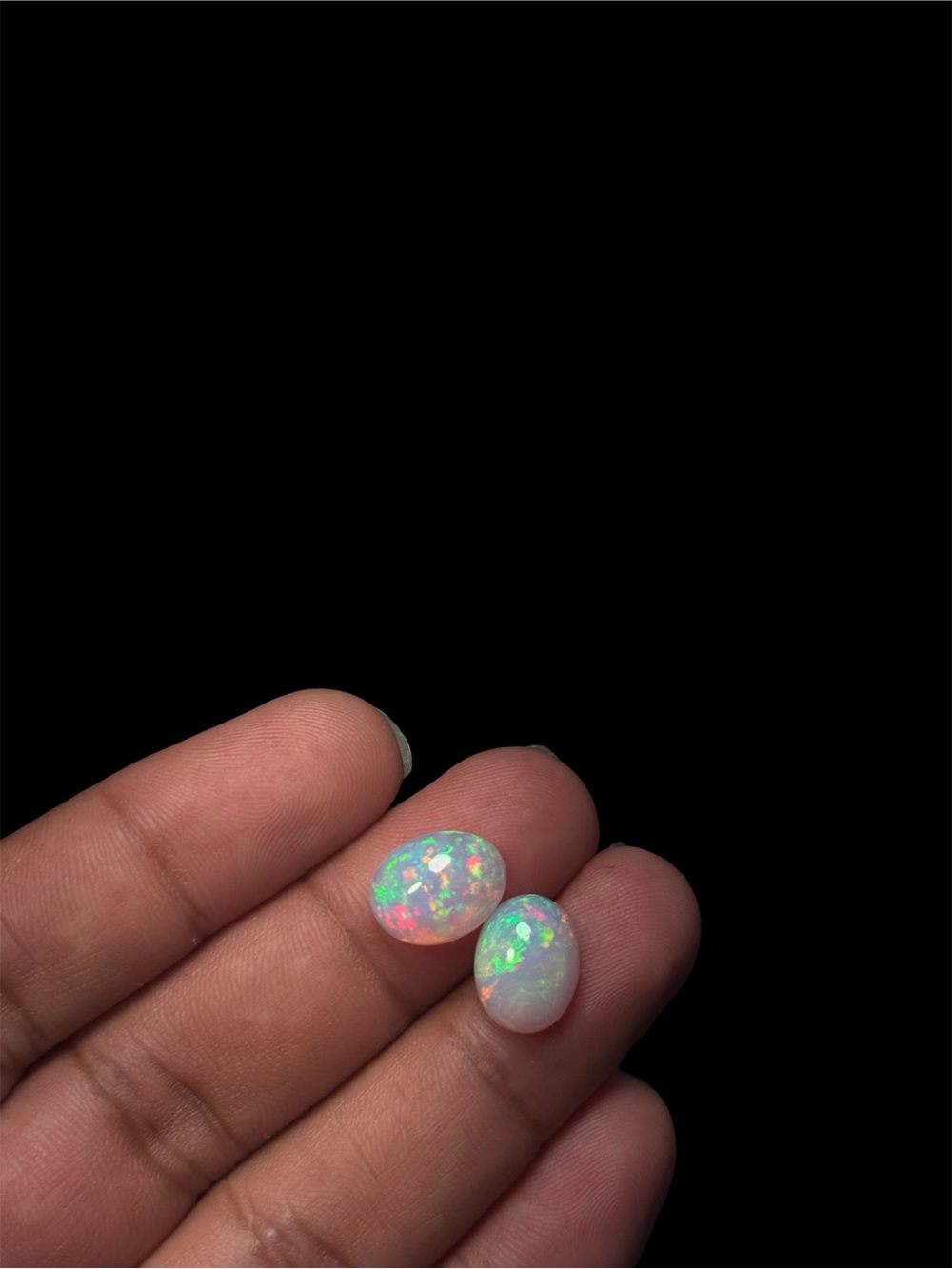 Natural Ethiopian Opal Lot 2 Pieces 7.9 Ct Oval Cabochon Loose Gemstones